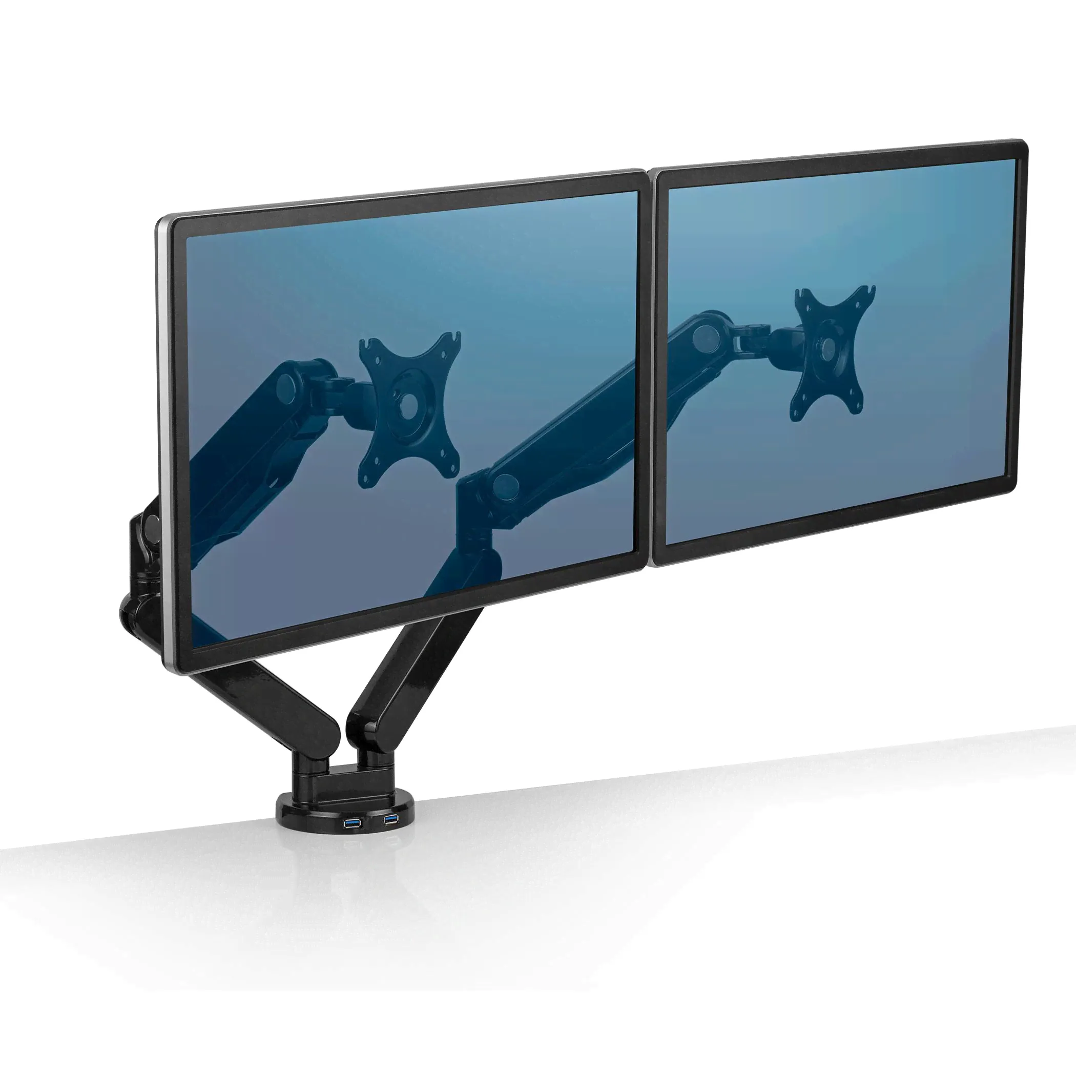 Fellowes кронштейн для двух мониторов Fellowes Platinum Series, горизонтальный, газлифт, до 27" и 9 кг каждый.-0